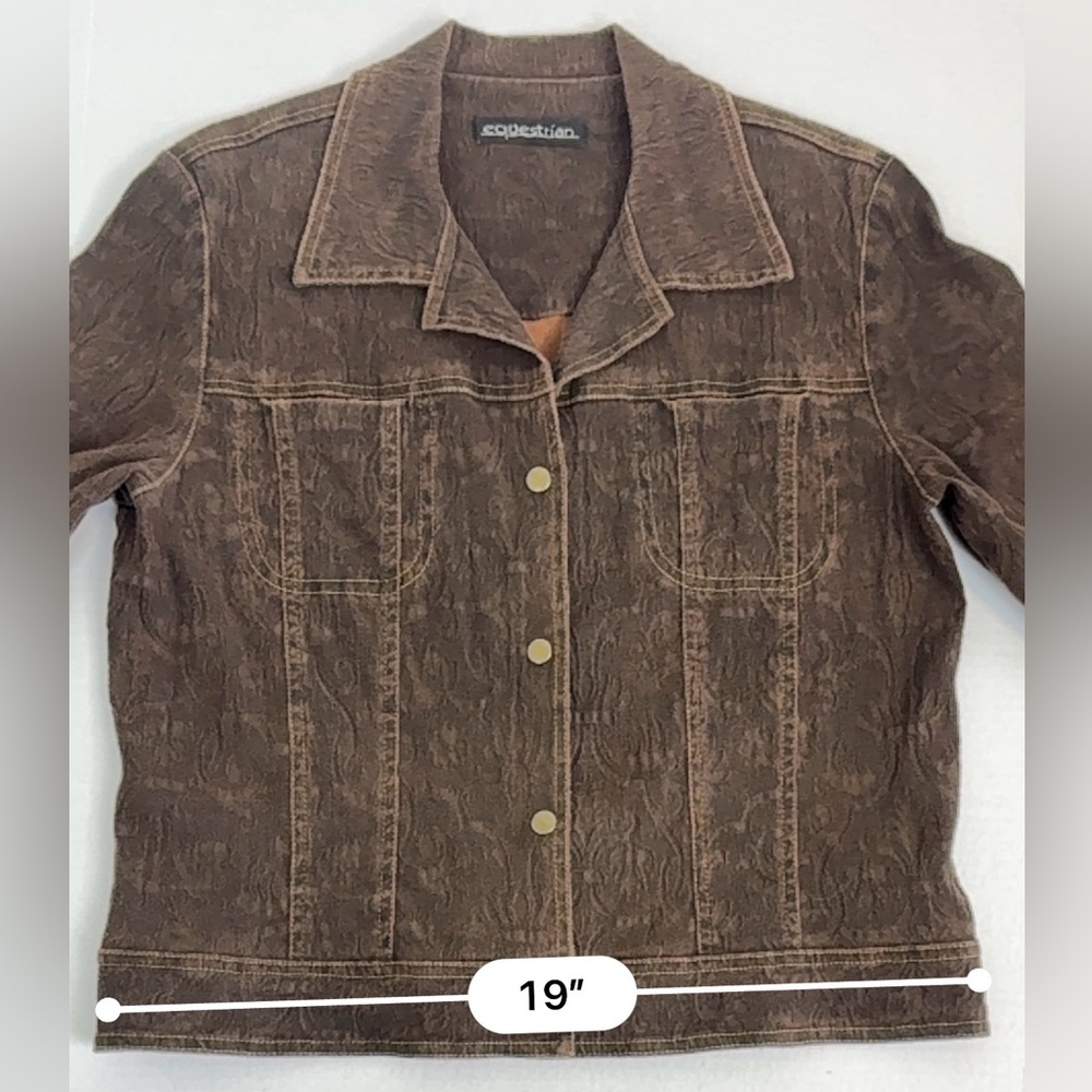 Equestrian 
Brown Women's Button-Front Jacket - Picture 12 of 16